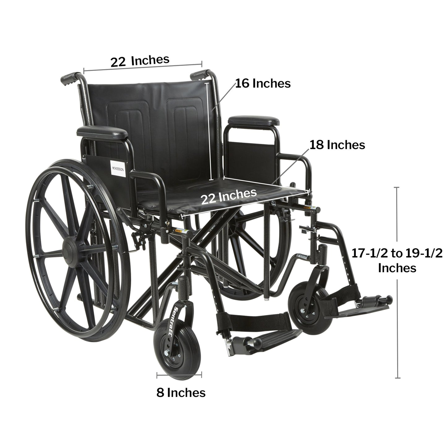 Bariatric Wheelchair McKesson 22 Inch Adult 450 lbs