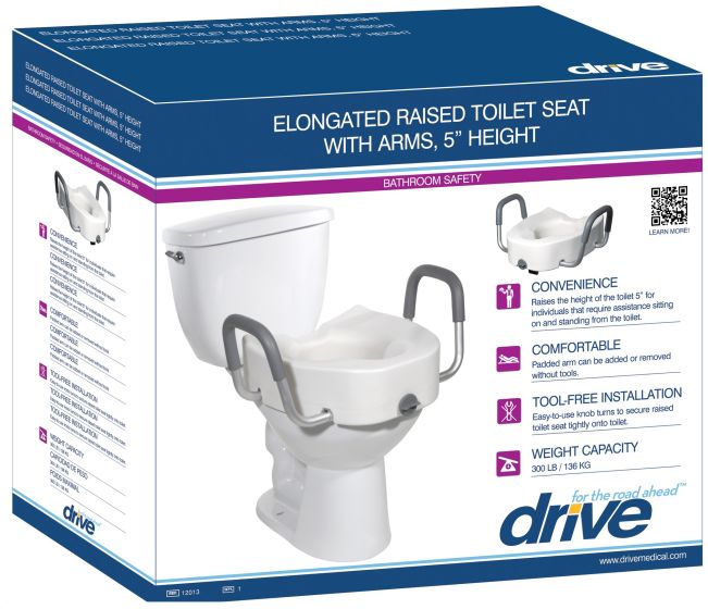 Raised Elongated Toilet Seat with Arms by Drive