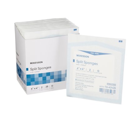 Mckesson Split Sponges 4" x 4" Sterile 6-Ply