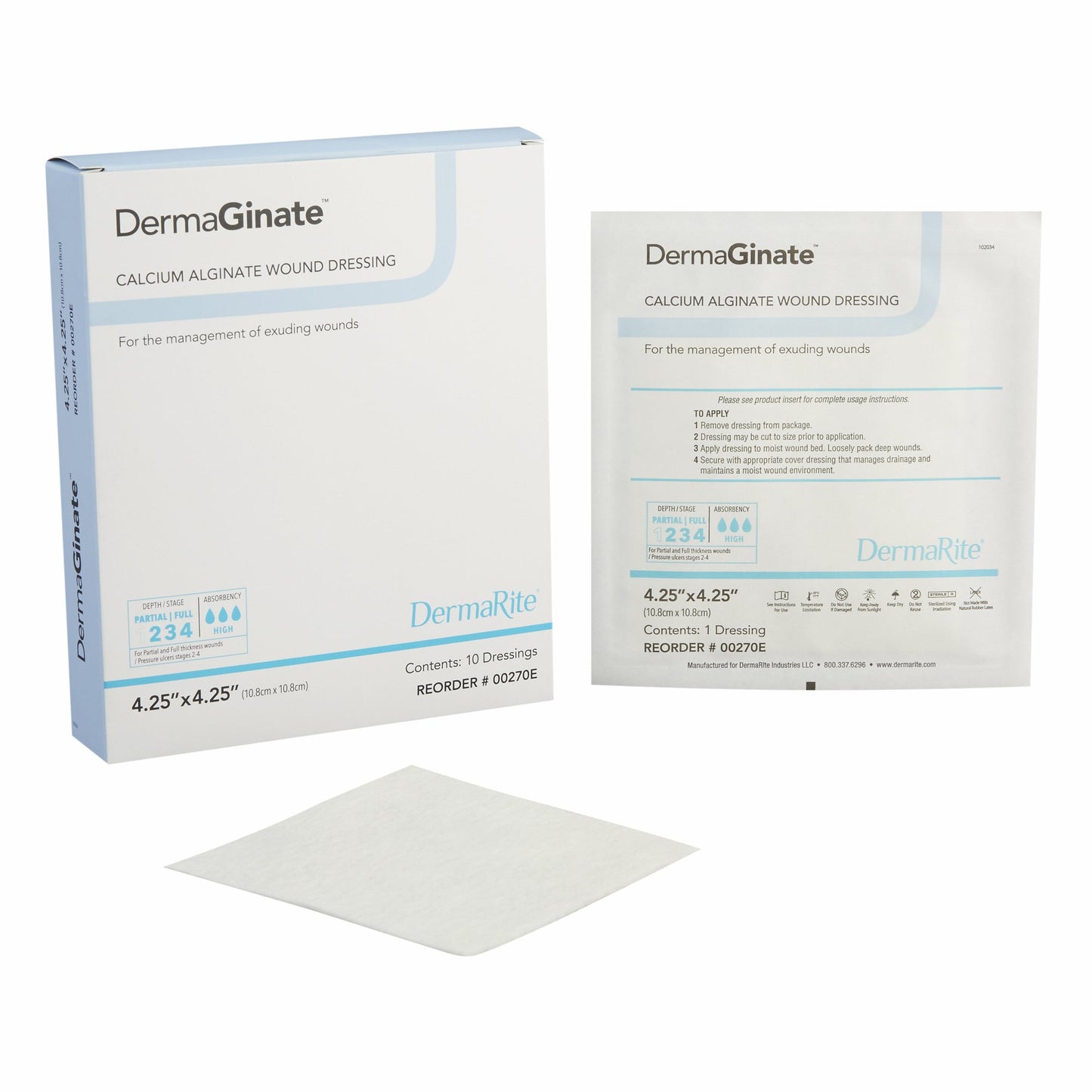 DermaGinate® Alginate Dressing 4-1/4 X 4-1/4 Inch Square