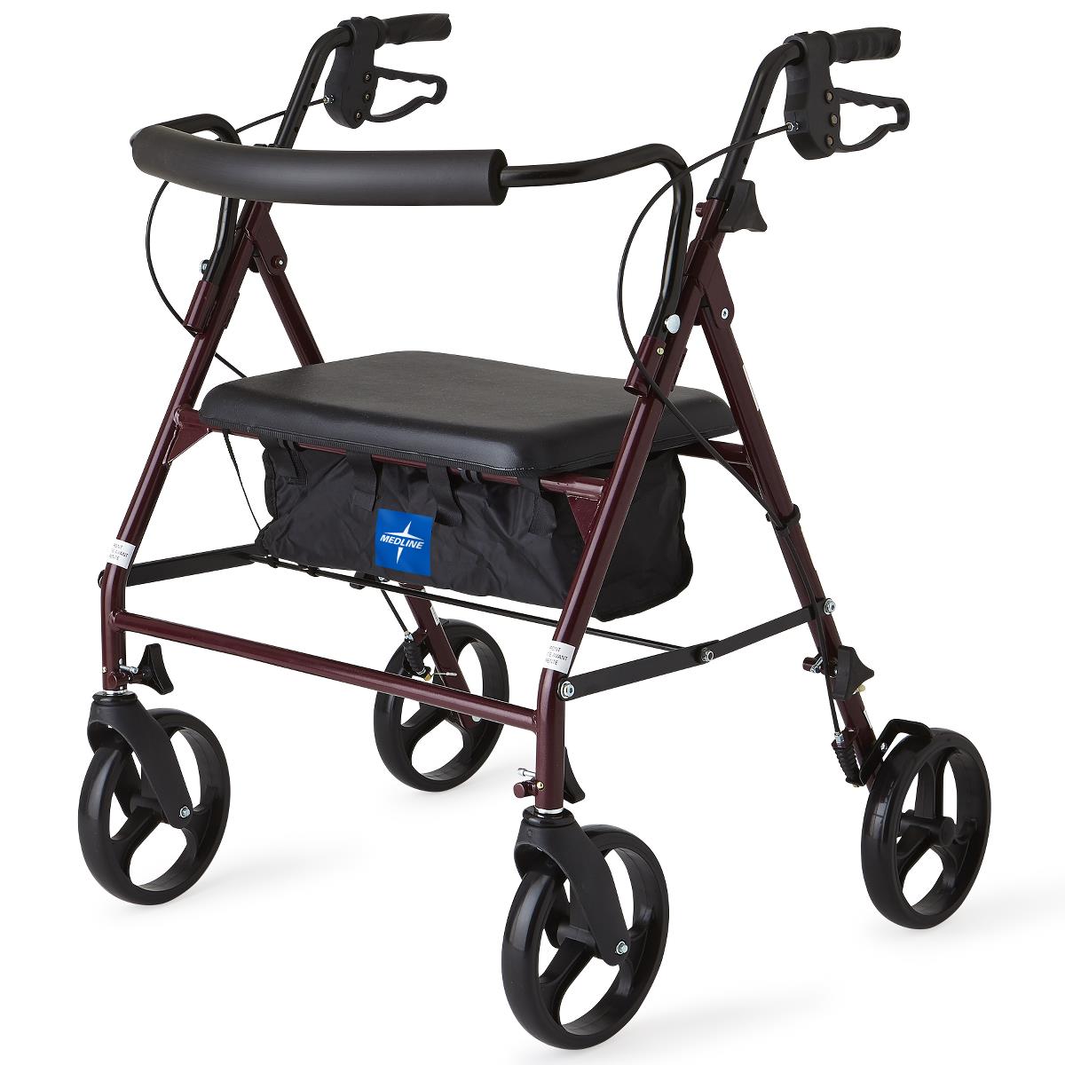 Medline Heavy Duty Bariatric Mobility Rollator with 8 Inch Deluxe Wheels, 400 lbs Capacity