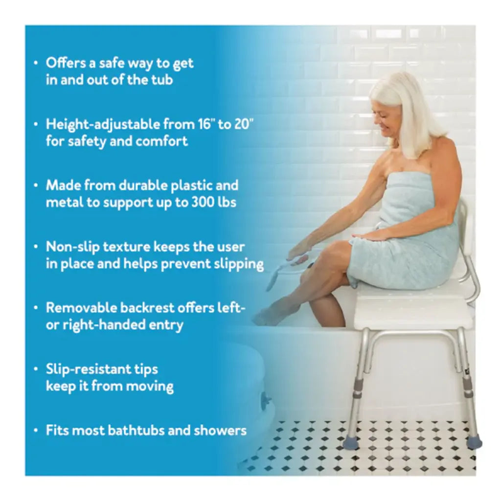 Carex shower transfer bench with backrest