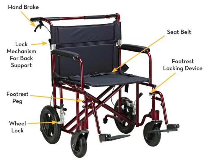 Drive Heavy Duty Bariatric Aluminum Transport Chair - 22 Inch Width Seat