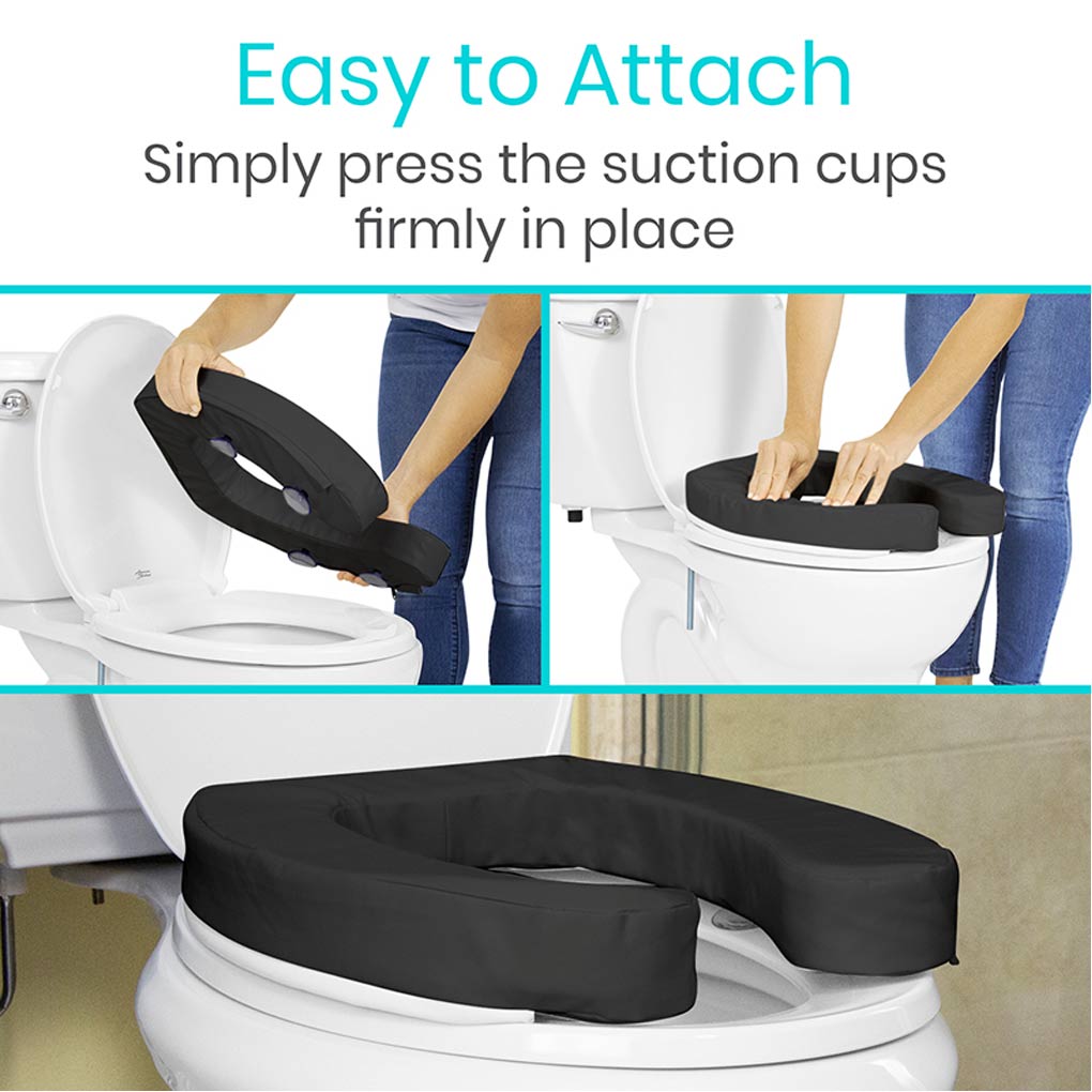 Toilet Seat Cushion Black 2" Soft