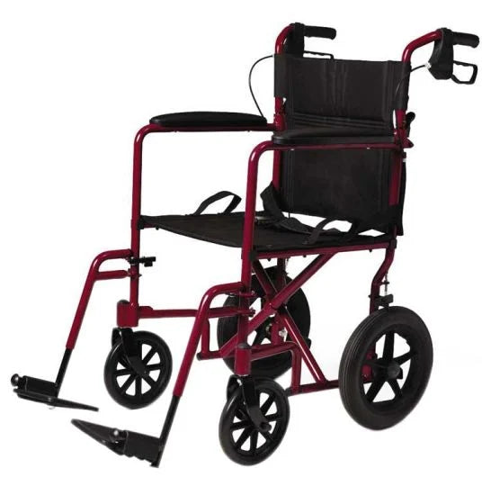 Medline Lightweight Transport Chair Adult Folding Wheelchair with 12" Wheels