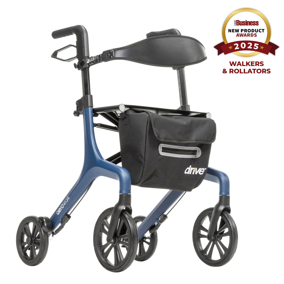 Drive AeroWalk Ultra-Lite rollator in blue with padded seat
