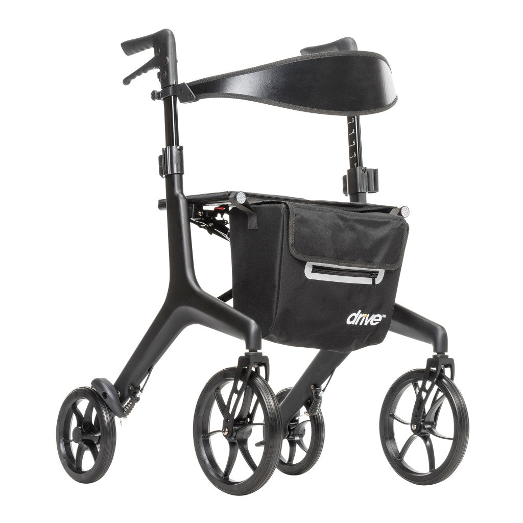 Drive AeroCarbon Ultra-Lite Rollator in black, carbon fiber frame