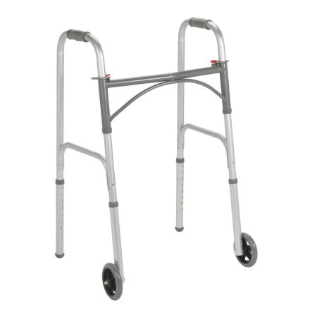 Folding Walker Adjustable Height McKesson Steel Frame 350 lbs. Weight Capacity 32 to 39 Inch Height