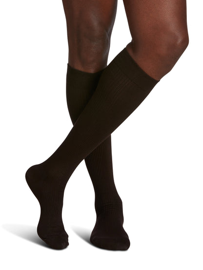 Sigvaris Casual Cotton men's knee high compression sock 15-20 mmHg in brown