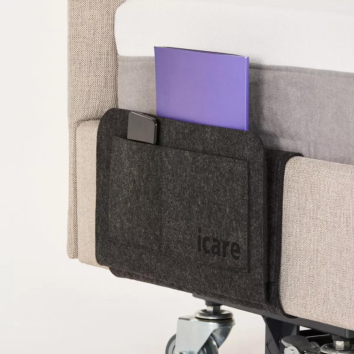 Icare five pocket charcoal felt bedside accessories pouch