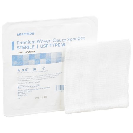 McKesson Gauze Sponge 4 X 4 Inch 10 per Tray Sterile 12-Ply Square