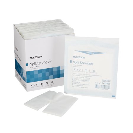 Mckesson Split Sponges 4" x 4" High Absorbency Sterile 6-Ply