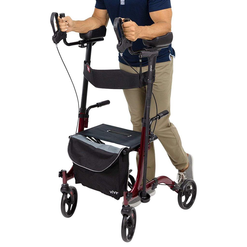 Vive Upright Rollator - Walker with Foldable Transport Seat