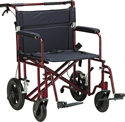 Drive Heavy Duty Bariatric Aluminum Transport Chair - 22 Inch Width Seat