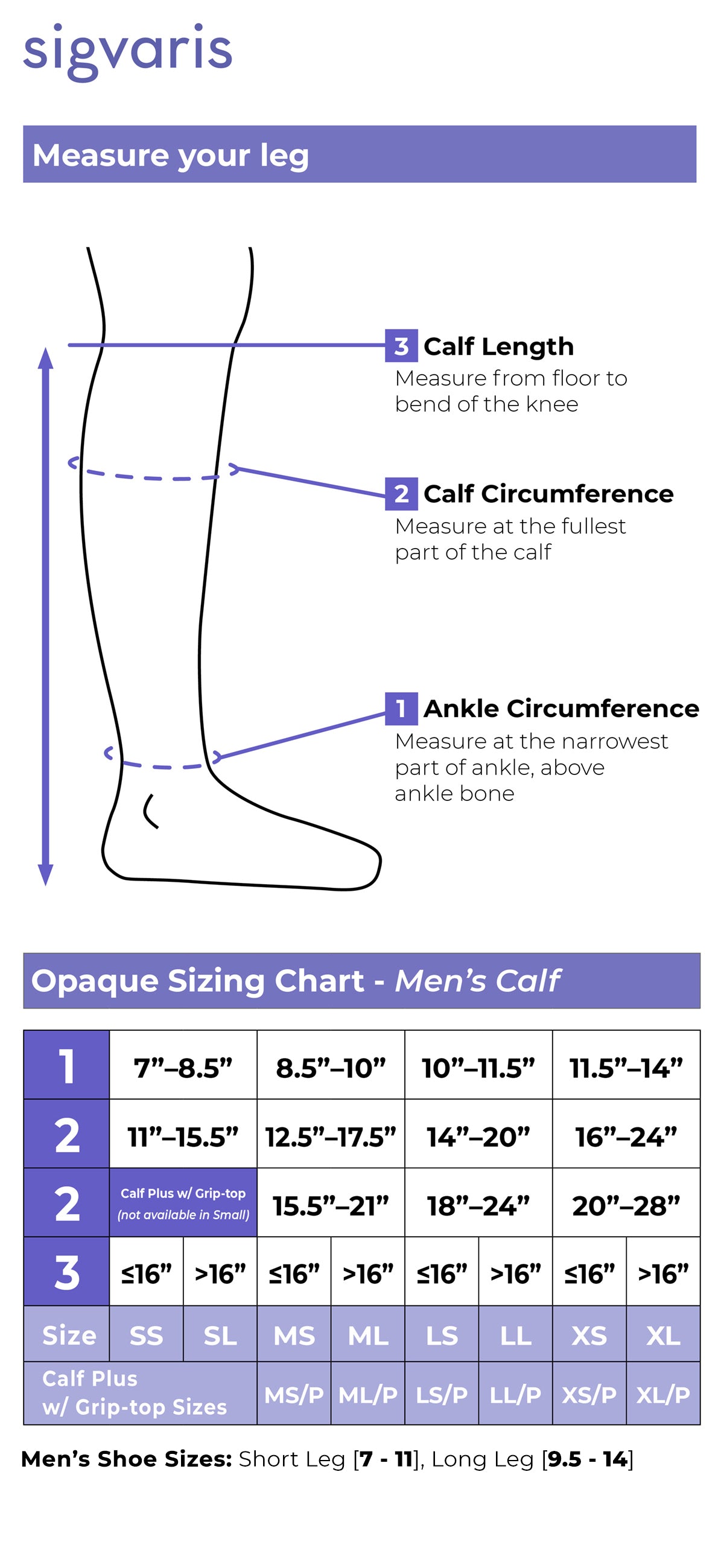 Sigvaris Men's Essential Opaque Calf with Grip Top