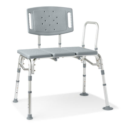 Medline bariatric tub transfer bench in a bathroom setting