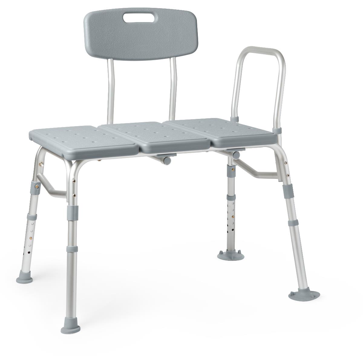 Medline bath transfer bench with backrest and sidearm, aluminum frame