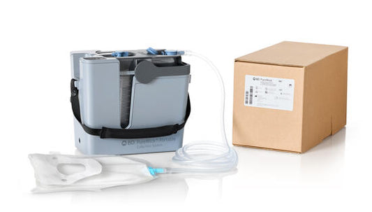 PureWick portable starter bundle for men with the PW300 portable system and a box of 30 male external catheters.