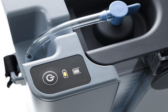 Close up of the PureWick PW300 portable system control panel and user interface buttons.