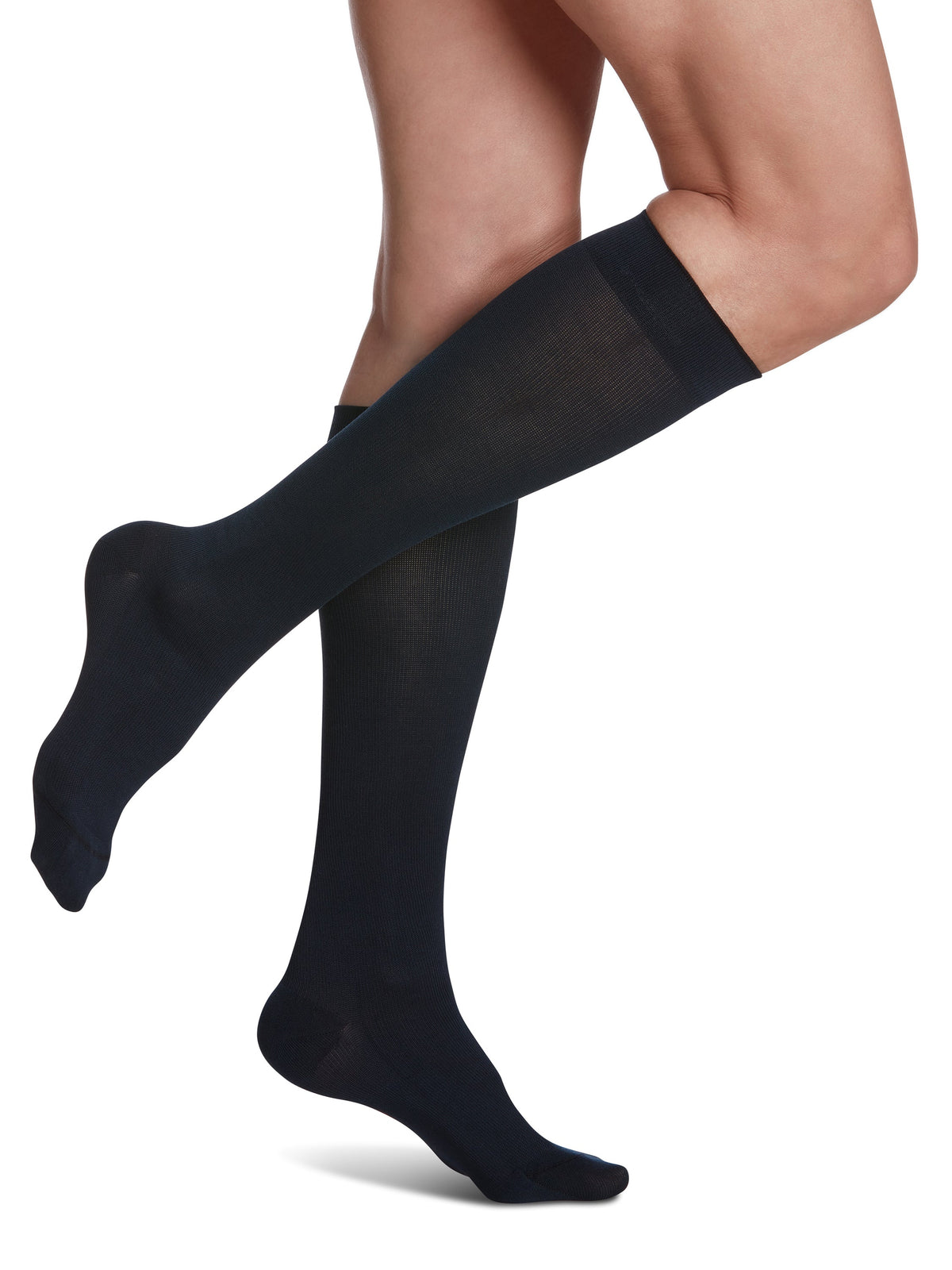 Sigvaris Sea Island Cotton women's knee high compression sock 15-20 mmHg in navy