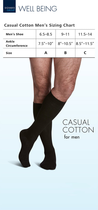 Sigvaris Casual Cotton men's knee high size chart