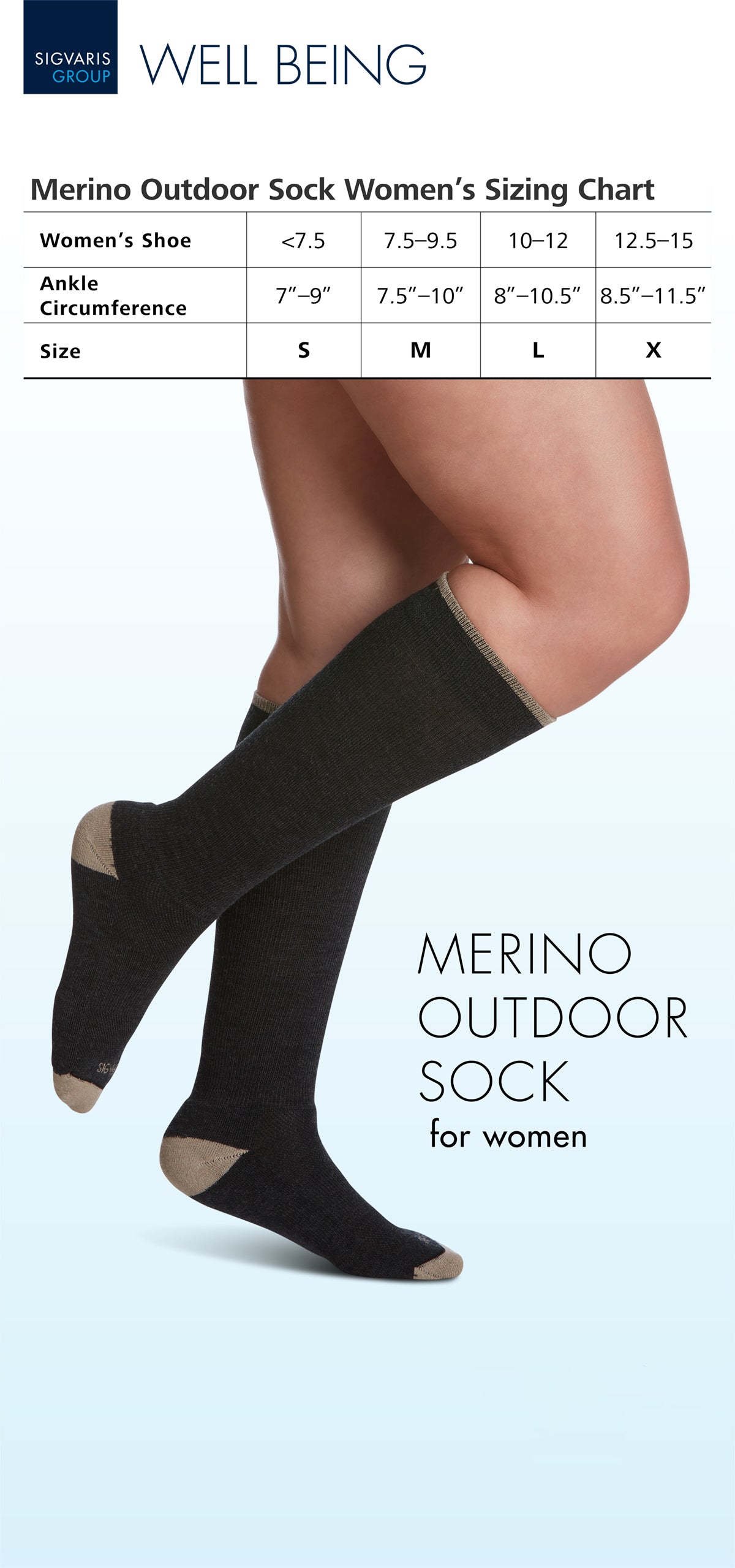 Sigvaris Merino Outdoor Calf Socks 15-20 mmHg