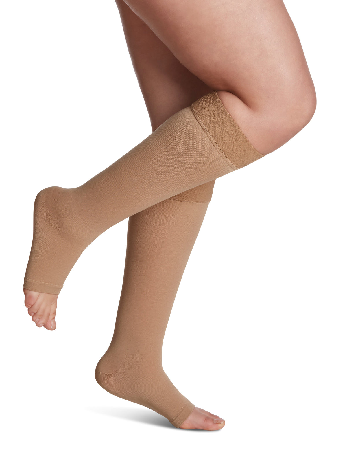 Sigvaris Women's Essential Opaque Calf Open-Toe Grip-Top