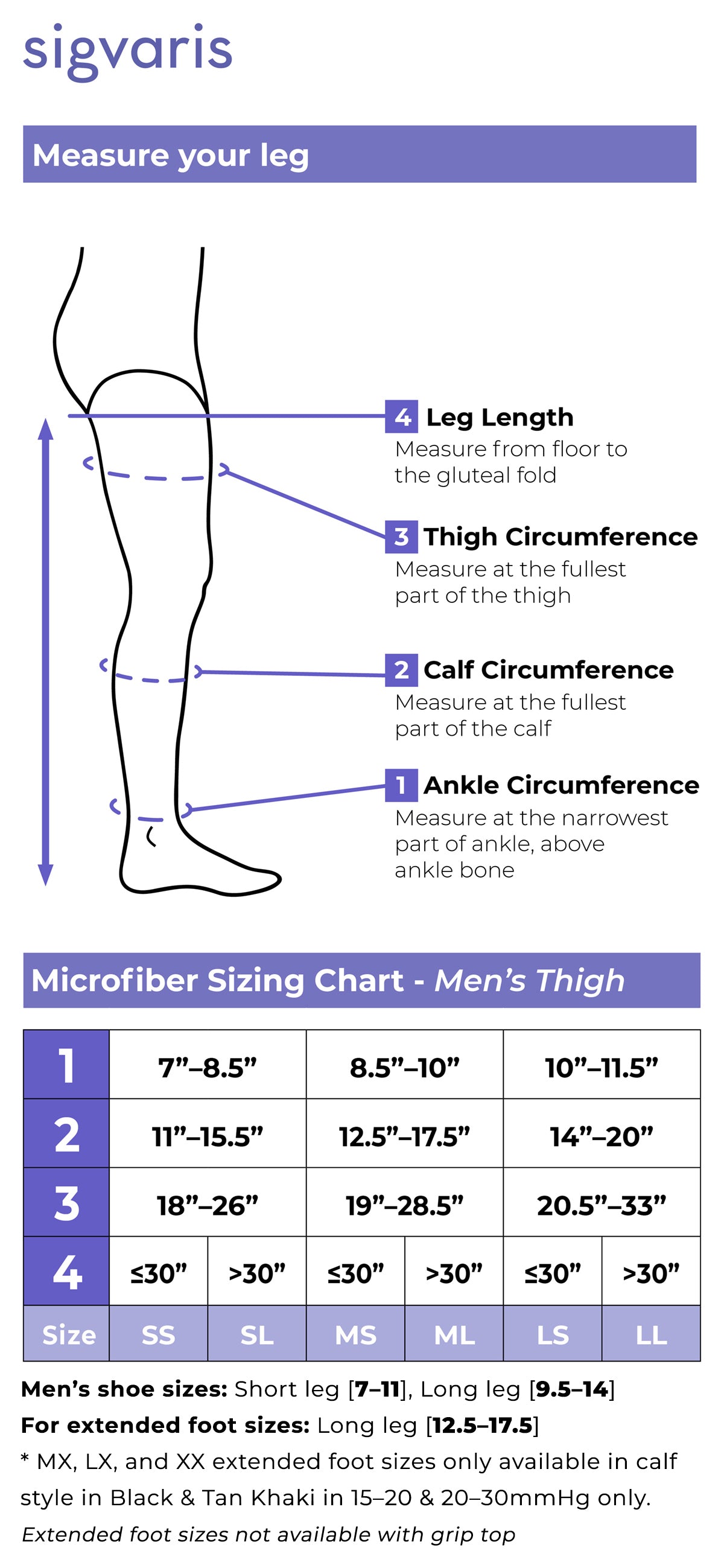 Sigvaris Men's Style Microfiber Thigh-High 20-30 mmHg