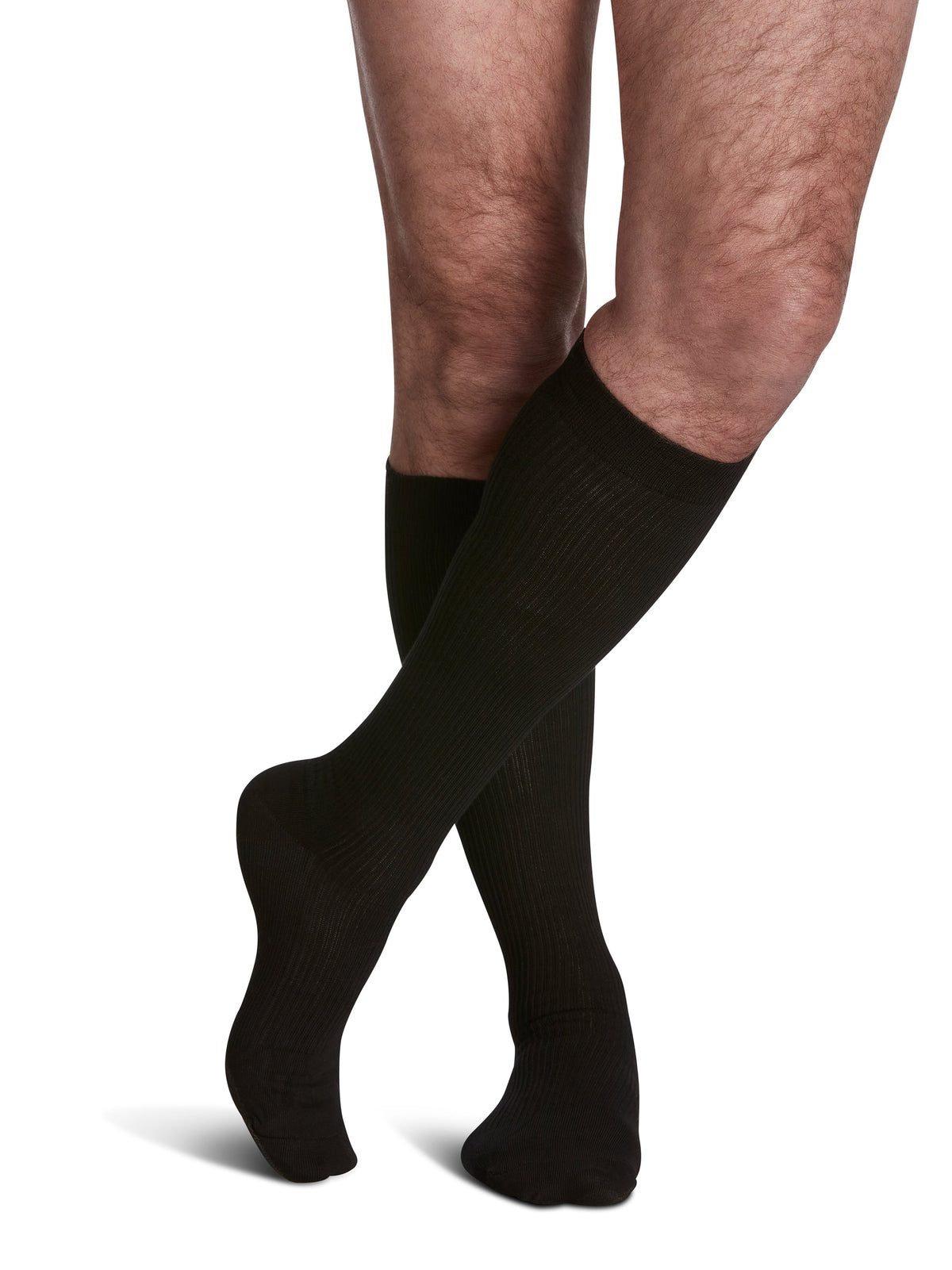 Sigvaris Casual Cotton men's knee high compression sock 15-20 mmHg in black