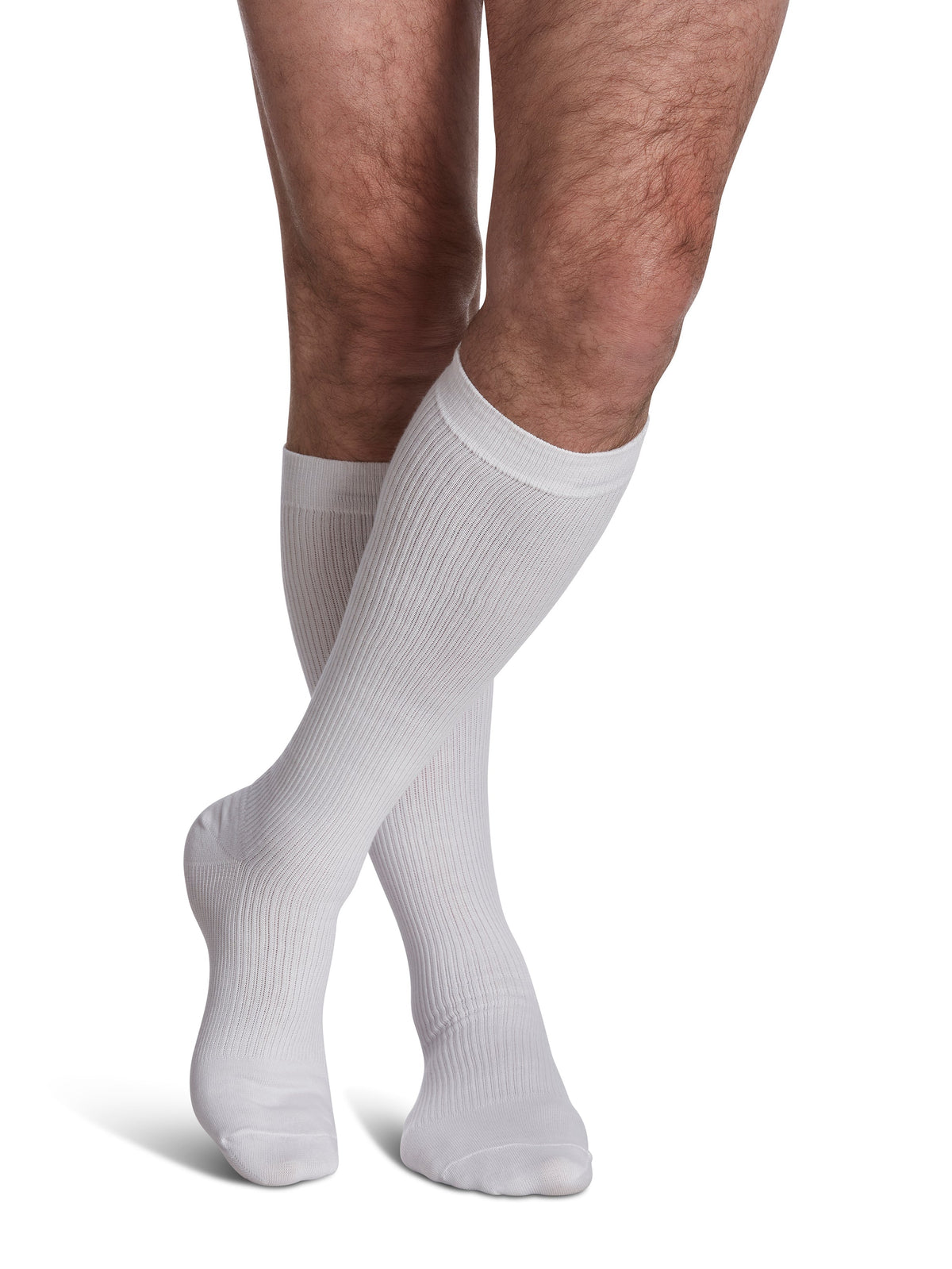 Sigvaris Casual Cotton men's knee high compression sock 15-20 mmHg in white