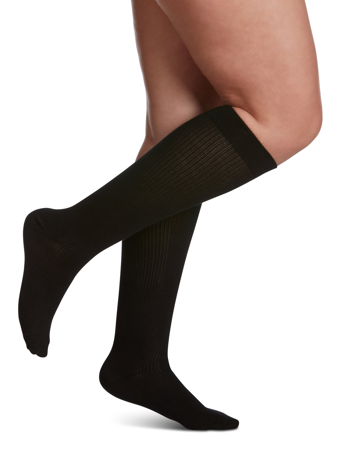 Sigvaris Casual Cotton women's knee high compression sock 15-20 mmHg in black