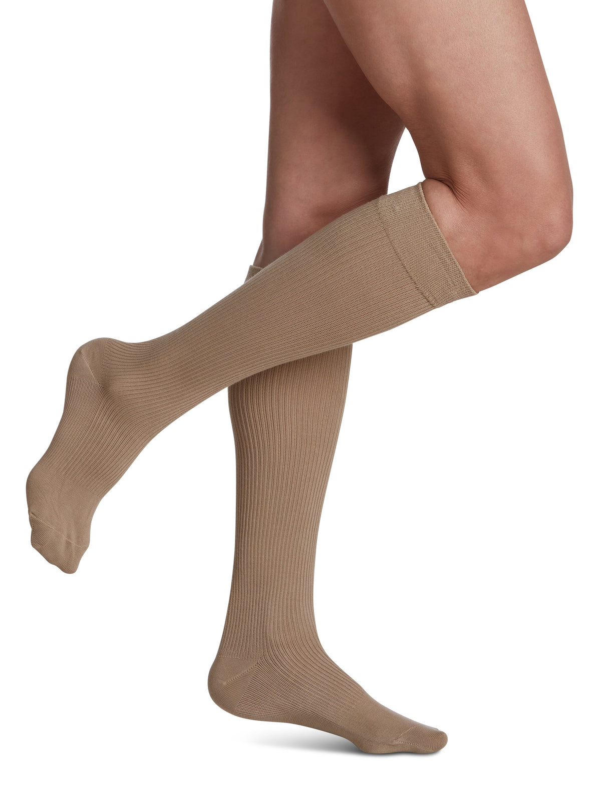 Sigvaris Casual Cotton women's knee high compression sock 15-20 mmHg in khaki