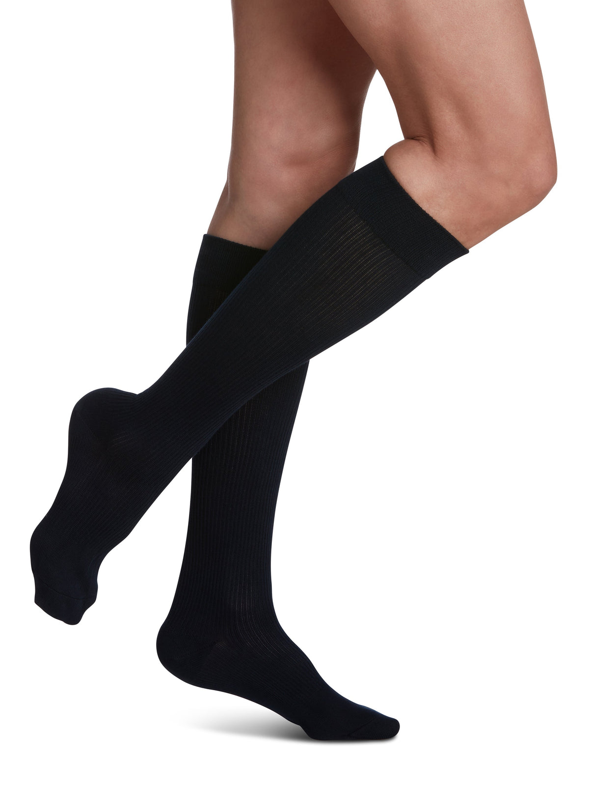 Sigvaris Casual Cotton women's knee high compression sock 15-20 mmHg in navy