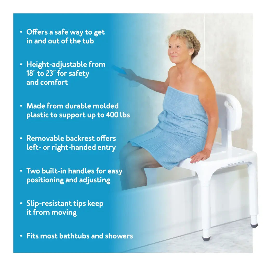 Carex universal tub transfer bench with backrest