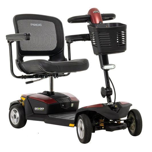 Pride Go Go Endurance Li travel scooter in Red, right side view