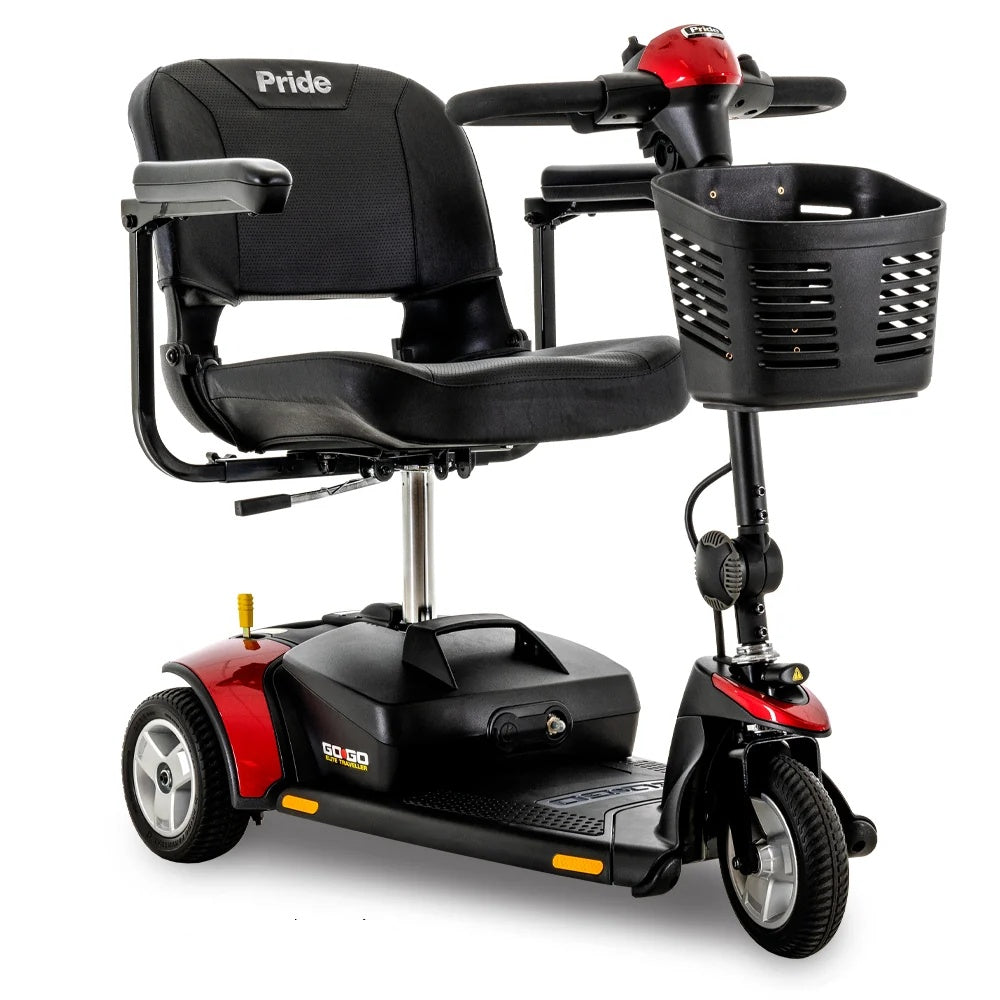 Pride Go Go Elite Traveller 3-wheel travel scooter in Red
