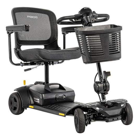 Pride Go Go Elite Traveller Gen 3 Platinum 4-wheel travel scooter in Black, right side