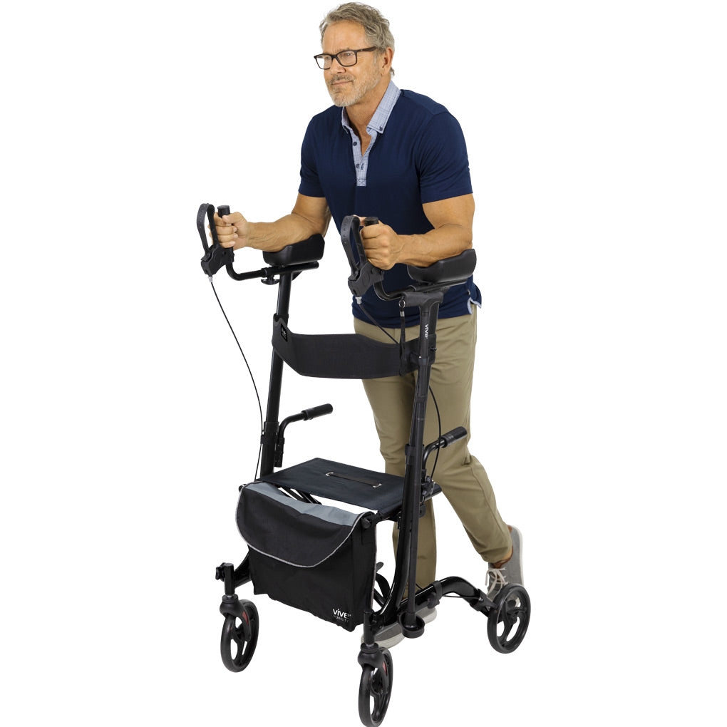 Vive Upright Rollator - Walker with Foldable Transport Seat