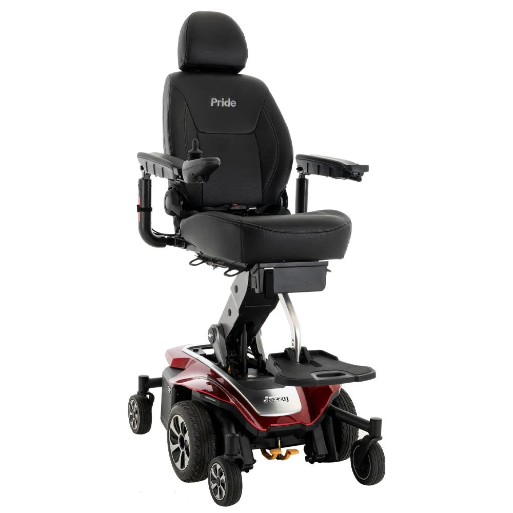 Pride Jazzy Air 2 power wheelchair in Ruby Red, right side view