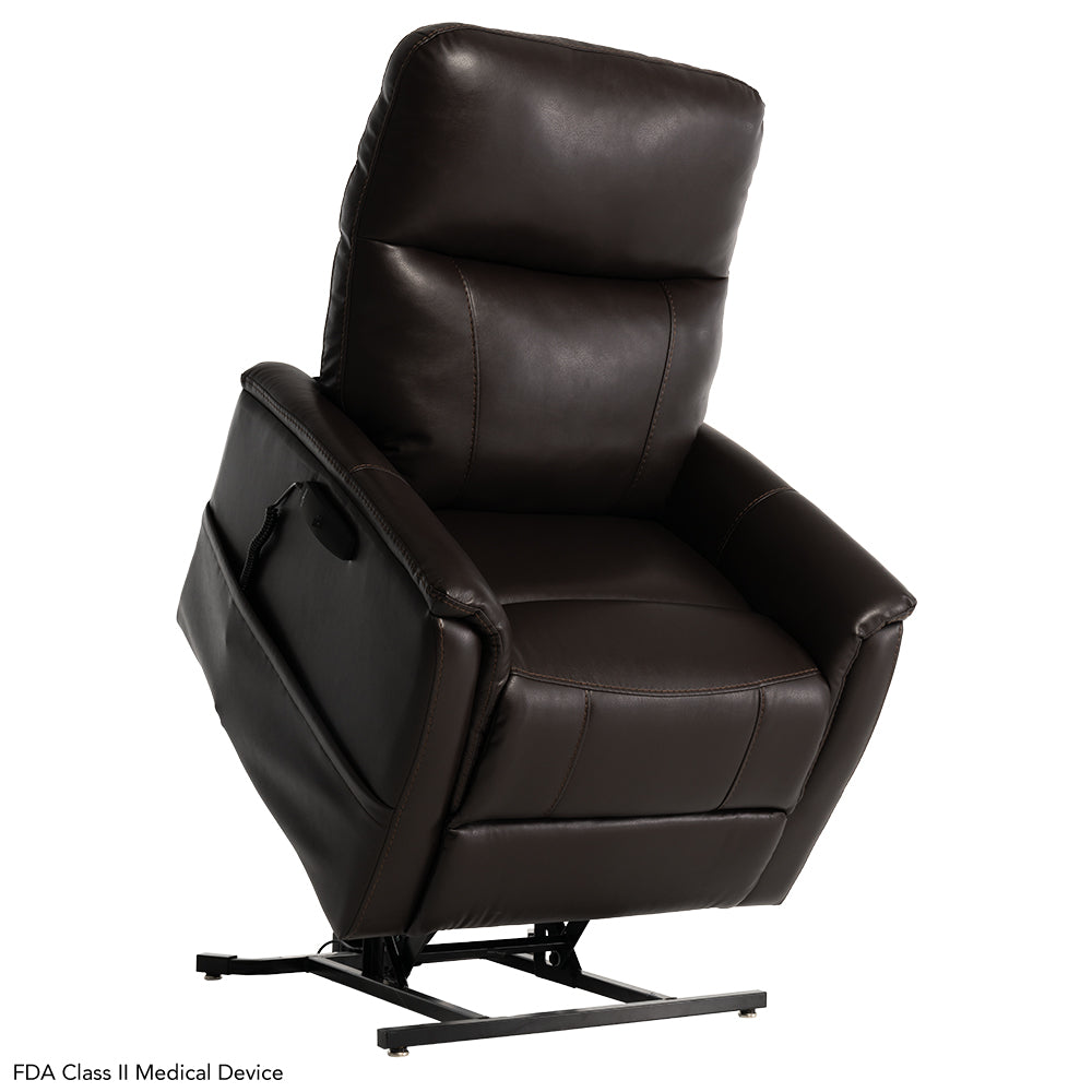 Pride Genesis LC150 lift chair in Lexis Chestnut, lifted