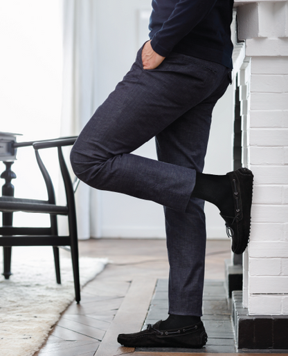 Man wearing Sigvaris Casual Cotton compression socks