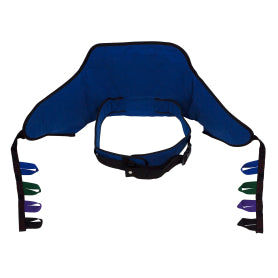 Dynarex sit-to-stand lift sling, blue padded back support