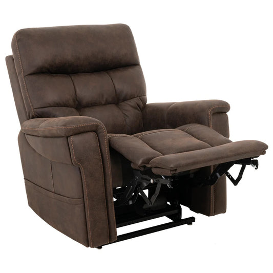Pride VivaLift Radiance power lift recliner in Walnut, reading position