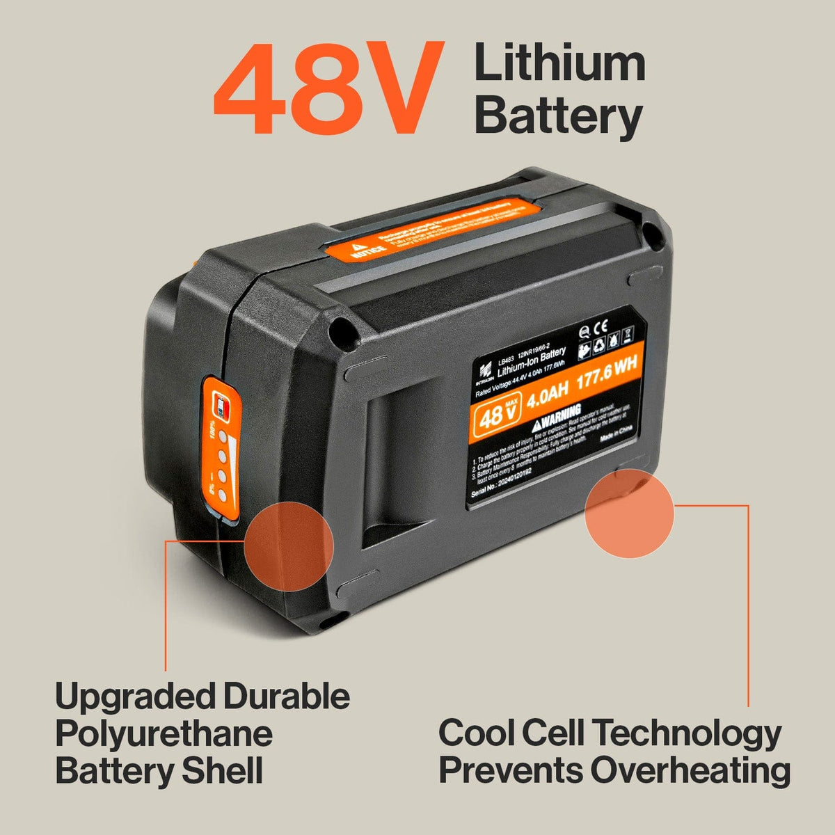 48V 4Ah battery side view