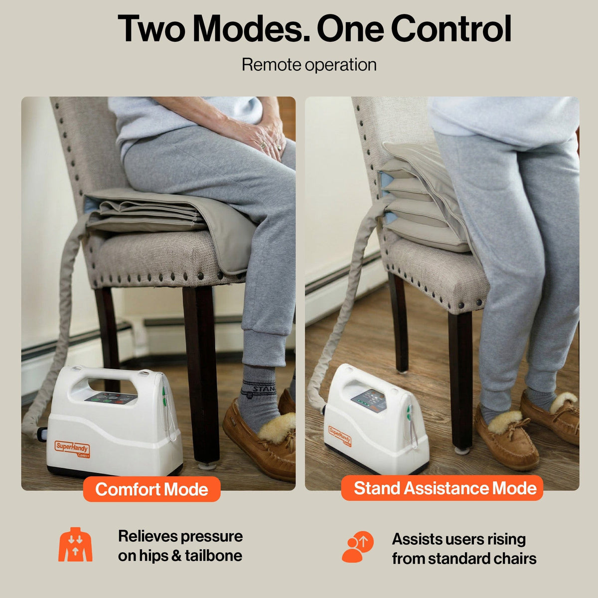 Seat lift cushion in lifting mode