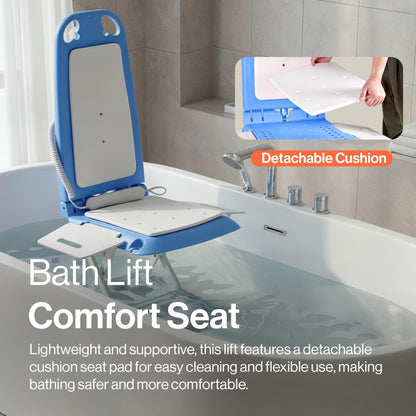Bath lift folded for storage