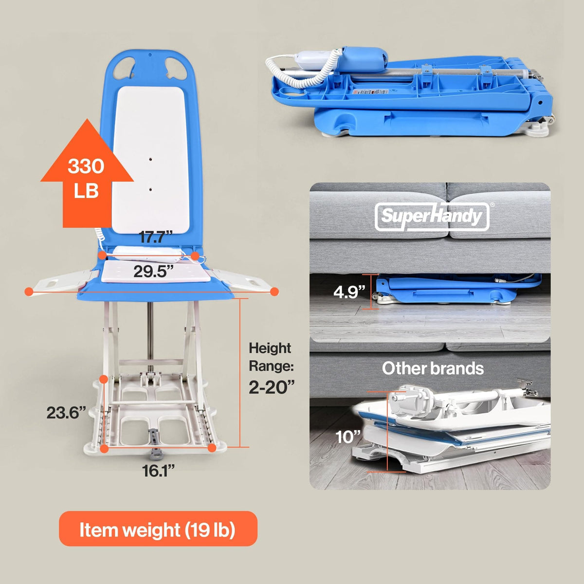 Bath lift removable side panels