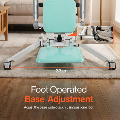 Transfer floor lift in raised position