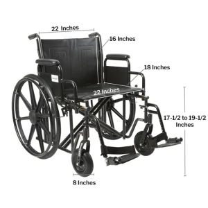 Bariatric Wheelchair McKesson 22 Inch Adult 450 lbs