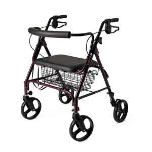 Medline Heavy Duty Bariatric Mobility Rollator with 8 Inch Deluxe Wheels, 400 lbs Capacity